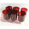 Image 1 : SIX RUBY-RED GLASS LIQUEUR GLASSES