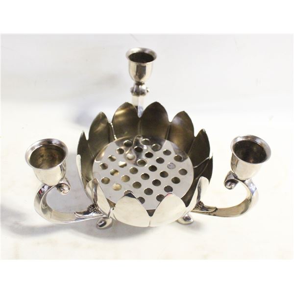 VINTAGE SILVER BRASS CANDLE HOLDER