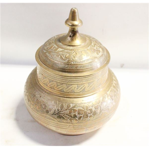 VINTAGE BRASS LIDDED JAR