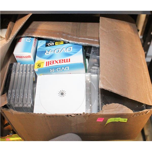 BOX OF BLANK DVD’S AND CASES