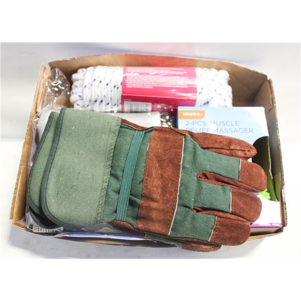 GLOVES, ROPE, STRESS BALL GYM BALL
