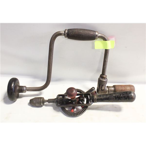 VINTAGE HAND DRILL + BRACE DRILL BIT
