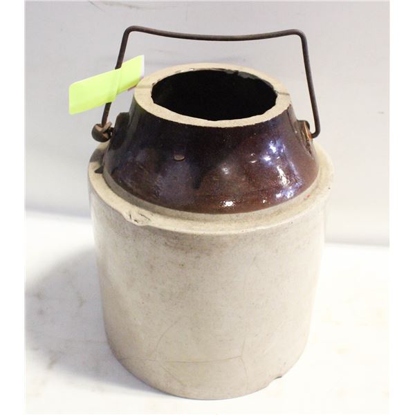 ANTIQUE 2 TONE CROCK NO TOP SMALL CRACKS