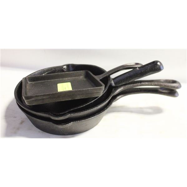 LOT OF SMALL CAST IRON FRYPANS