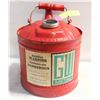 Image 1 : ANTIQUE 1 GALLON METAL GAS CAN MISSING TOP CAP