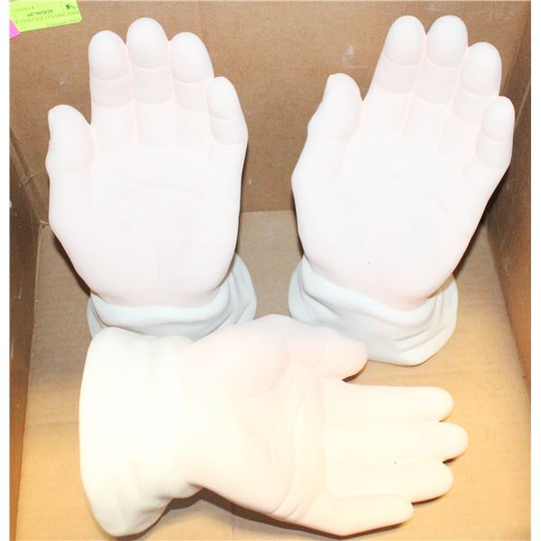 LOT OF 3 VINTAGE CERAMIC HANDS