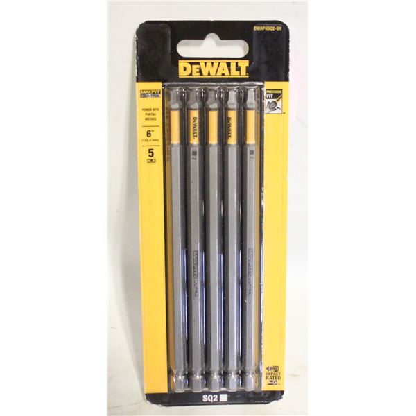 PACK OF DEWALT POWER BITS 6 INCH LONG FIVE PIECE