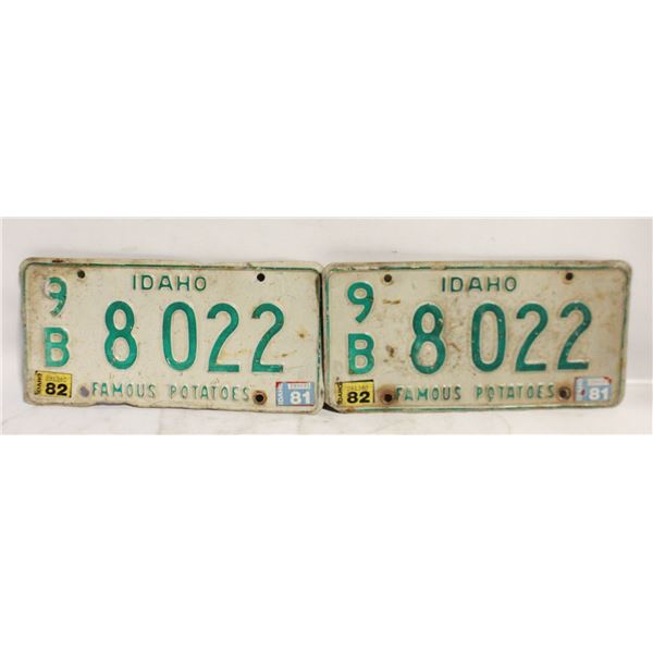 IDAHO MATCHING LICENSE PLATES