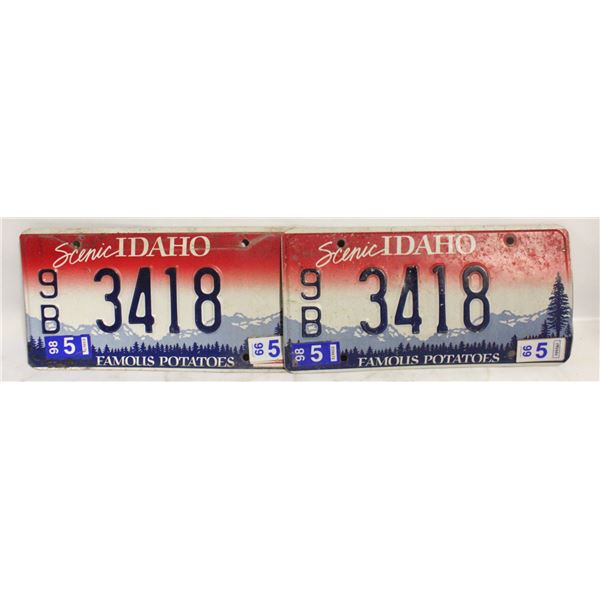 IDAHO MATCHING LICENSE PLATES