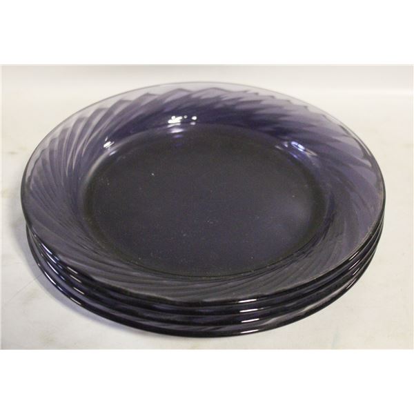 4 VINTAGE PYREX USA COBALT GLASS PIE PLATE