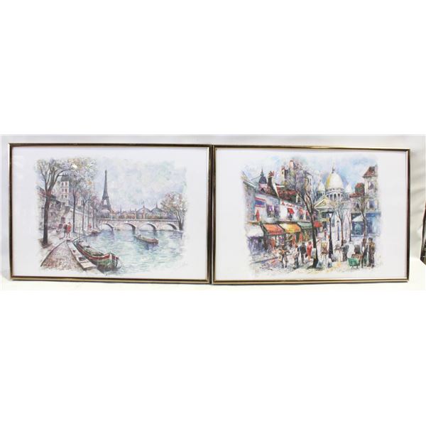 2 AUTOGRAPHED PARIS SCENES BY