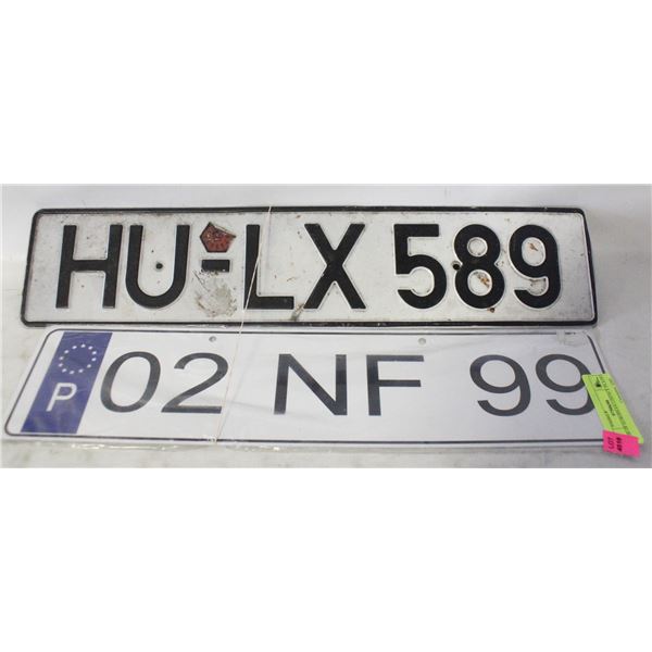 PAIR OF EUROPEAN LISENCE PLATES 1