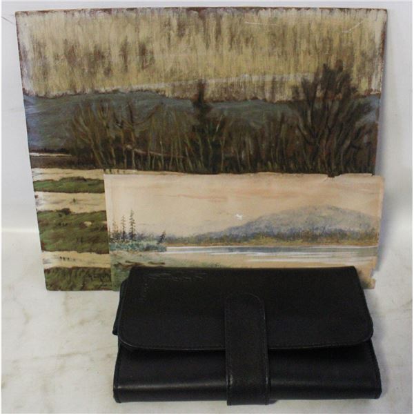 2 HANDPAINTED ETSTAE ART PIECES + BLACK