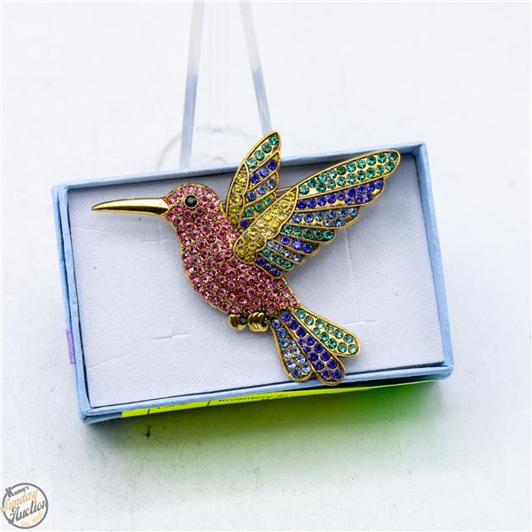 NEW HUMMINGBIRD RHINESTONE BROOCH