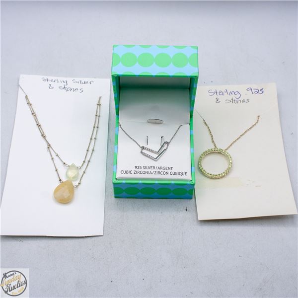 LOT OF STERLING 925. 2 925 NECKLACES WITH STONES,