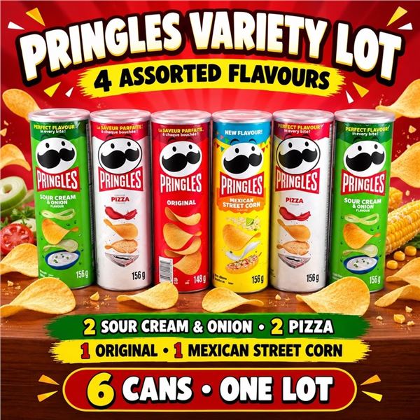 6 PRINGLES ASSORTED FLAVOURS BB 01/27