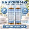 Image 1 : 2 DR. BRONNER'S BABY UNSCENTED SOAP 473ML