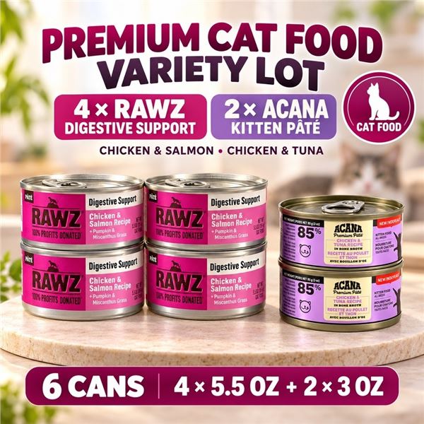 4 X 5.5 OZ RAWZ & 2 X 3 OZ ACANA PREMIUM CAT FOOD