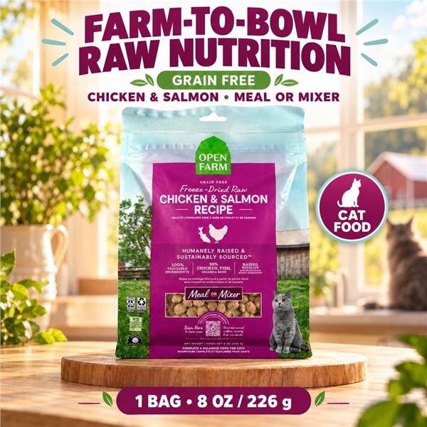 OPEN FARM CHICKEN & SALMON CAT FOOD 8 OZ BB 10/26