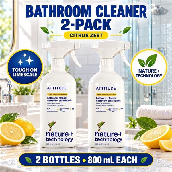 2 ATTITUDE CITRUS BATHROOM CLEANERS 800ML