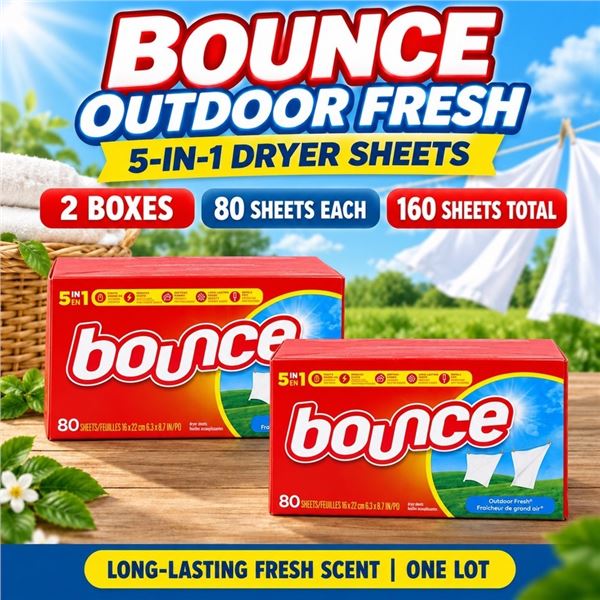 2 BOUNCE OUTDOOR FRESH DRYER SHEETS 80CT EACH