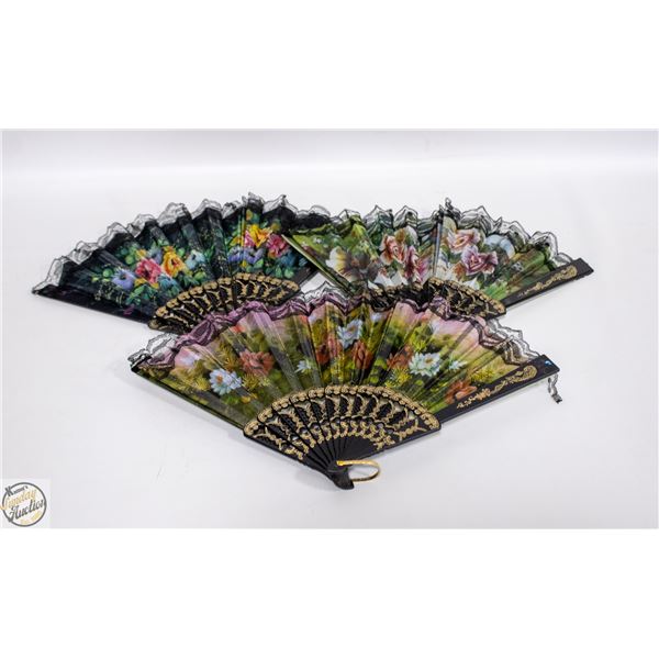 3 FLORAL PATTERN FANS