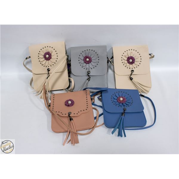 LOT OF 5 LEATHER SIDE PURSES