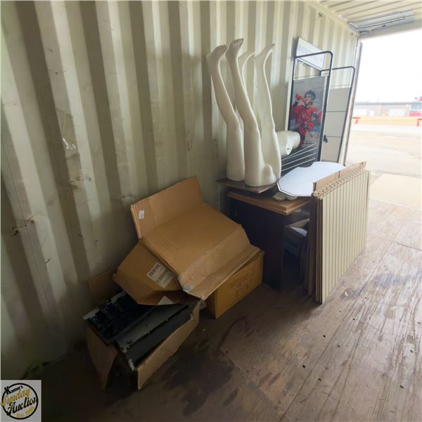 LARGE LOT WITH MANNIQUINS, SLAT WALL, BIO STEEL