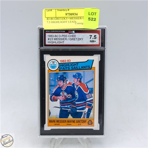 83-84 GRETZKY+MESSIER GRADED 7.5 HIGHLIGHT LEAD-