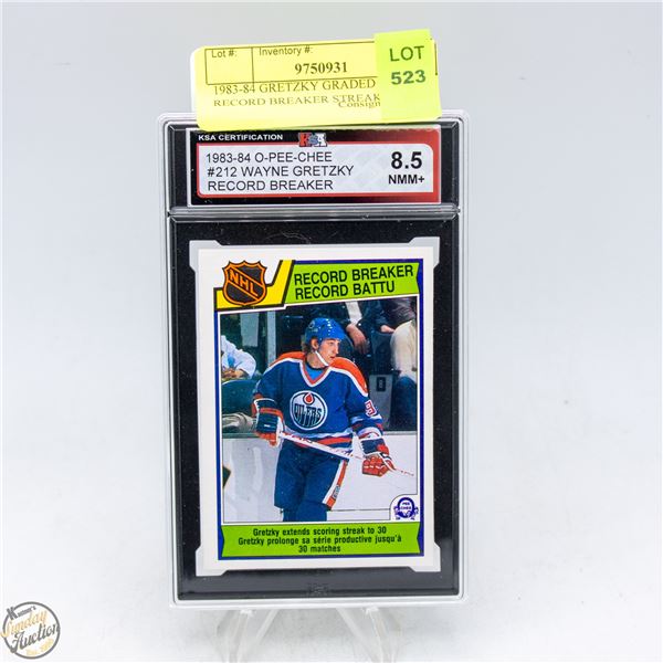 1983-84 GRETZKY GRADED 8.5 RECORD BREAKER STREAK-