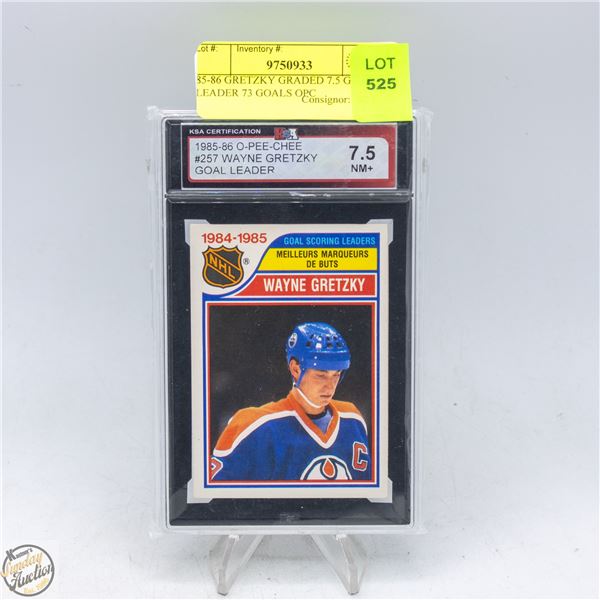 85-86 GRETZKY GRADED 7.5 GOAL LEADER 73 GOALS OPC