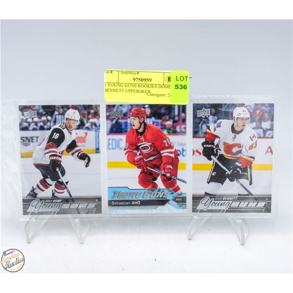 3 YOUNG GUNS ROOKIES DOMI AHO BENNETT UPPERDECK