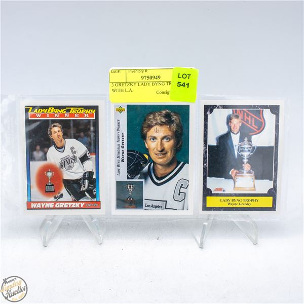 3 GRETZKY LADY BYNG TROPHIES WITH L.A.