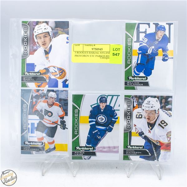 5 ROOKIES BARZAL NYLANDER PROVOROV ETC PARKHURST