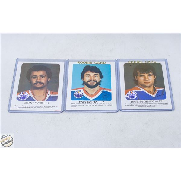 3 VINTAGE OILERS FUHR COFFEY SEMENKO