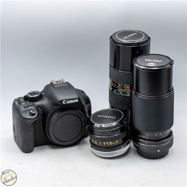 CANON EOS REBEL T2I DIGITAL CAMERA+3 LENS+FILTERS