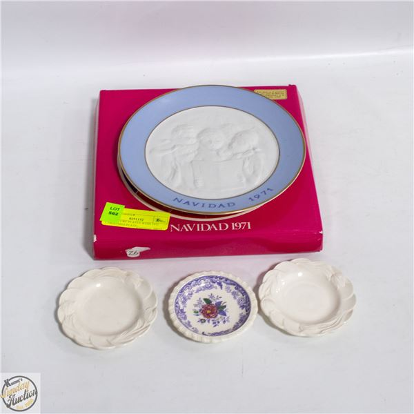 3 MINATURE PLATES WITH 1971 CHRISTMAS PLATE