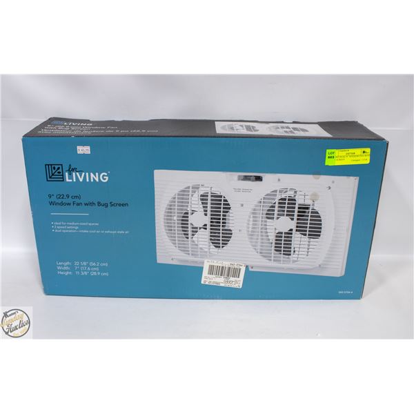 LIVING DUAL 9"  WINDOW FAN WITH BUG SCREEN