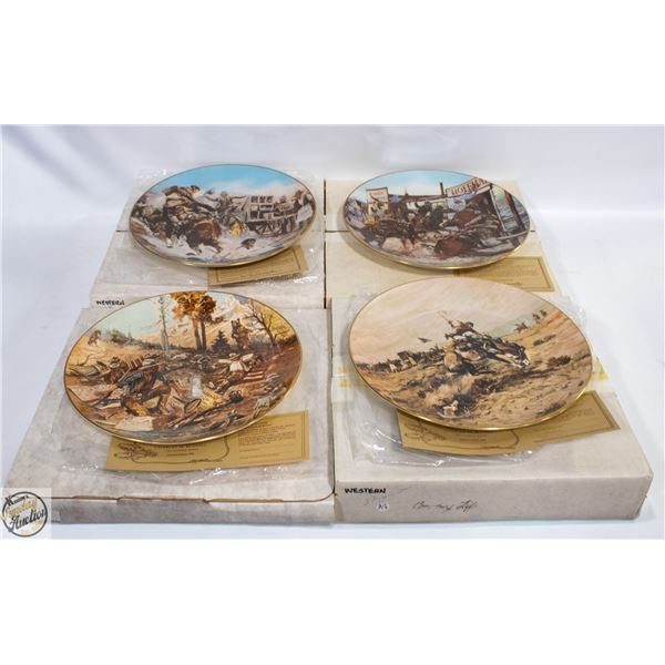 4 VINTAGE GORHAM WESTERN COLLECTOR PLATES