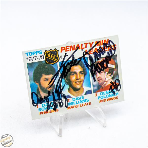 AUTOGRAPHED 1977-78 TOPPS PENALTY MINUTE LEADERS