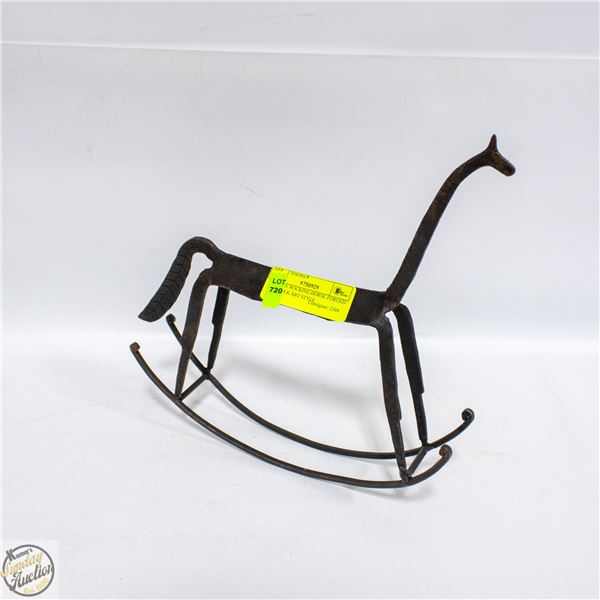 VINTAGE ROCKING HORSE FORGED IRON FOLK ART STYLE