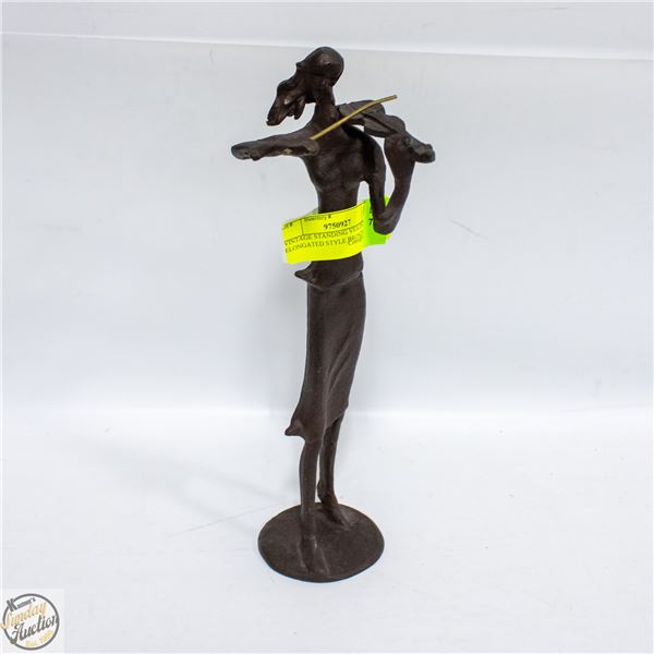 VINTAGE STANDING VIOLINIST ELONGATED STYLE BRONZE