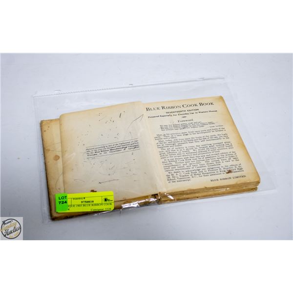 ANTIQUE 1905 BLUE RIBBON COOK BOOK