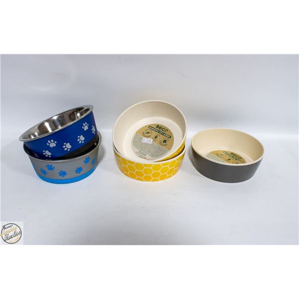 LOT OF NEW PET FOOD BOWLS