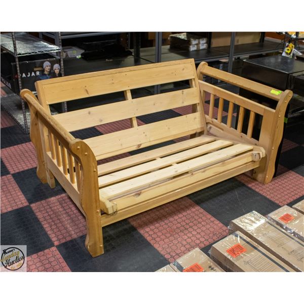 SOLID PINE WOOD FUTON FRAME (NO CUSHION/MATTRESS)