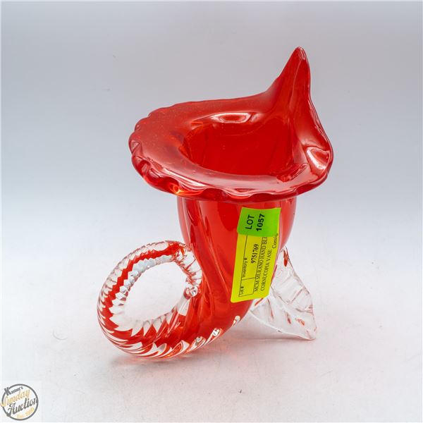 MCM MURANO HAND BLOWN CORNUCOPIA VASE