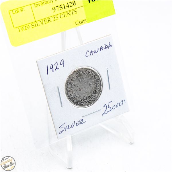 1929 SILVER 25 CENTS