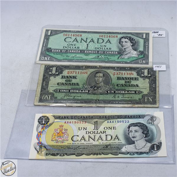 1937-1954 AND 1973 ONE DOLLAR BILLS