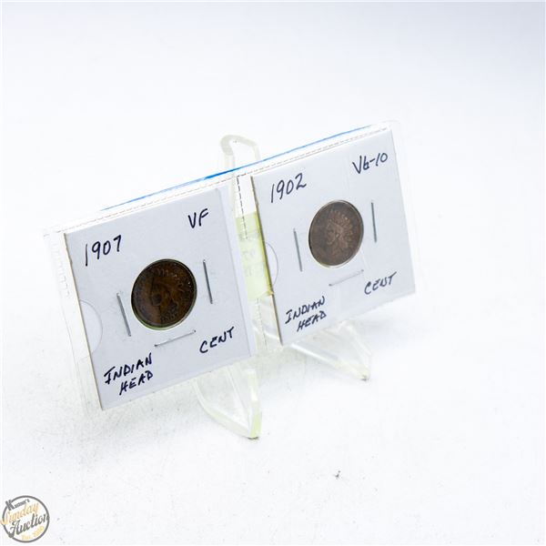 1907 AND 1902 INDIAN HEAD CENTS
