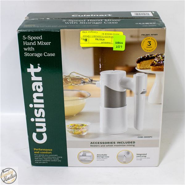 NEW SEALED CUISINART 5 SPEED HAND MIXER W/